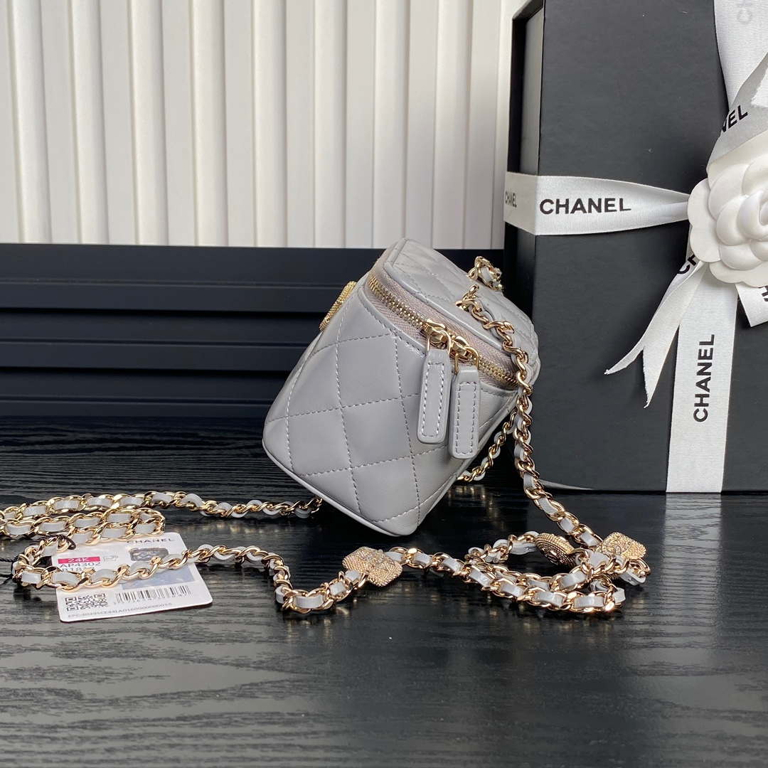 Chanel AP4302 Mini Clutch Embossed Rhinestone with Chain Vanity Box bag Gray - Default Title - View 6