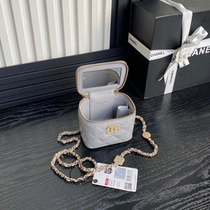 Chanel AP4302 Mini Clutch Embossed Rhinestone with Chain Vanity Box bag Gray - Default Title - View 8