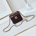Chanel AP4302 Mini Clutch Embossed Rhinestone with Chain Vanity Box bag Wine Red - Default Title - View 1