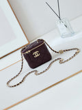 Chanel AP4302 Mini Clutch Embossed Rhinestone with Chain Vanity Box bag Wine Red