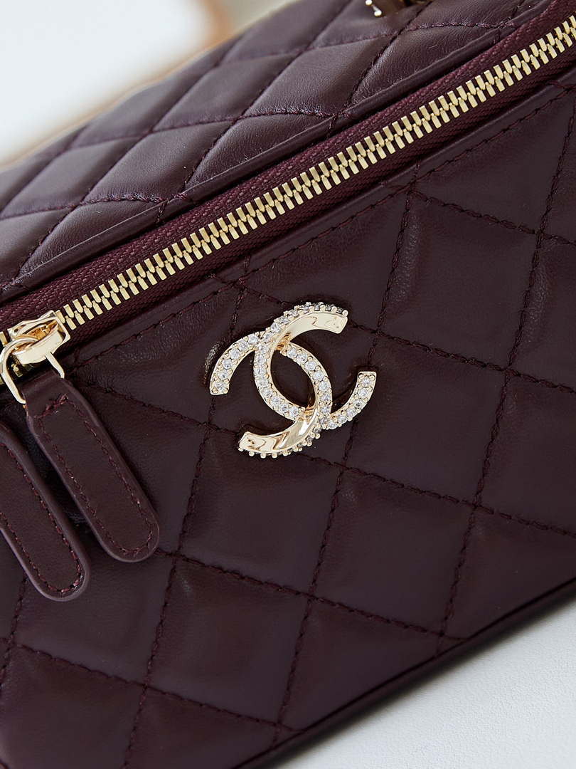 Chanel AP4302 Mini Clutch Embossed Rhinestone with Chain Vanity Box bag Wine Red