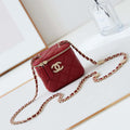Chanel AP4302 Mini Clutch Embossed Rhinestone with Chain Vanity Box bag Red - Default Title - View 1