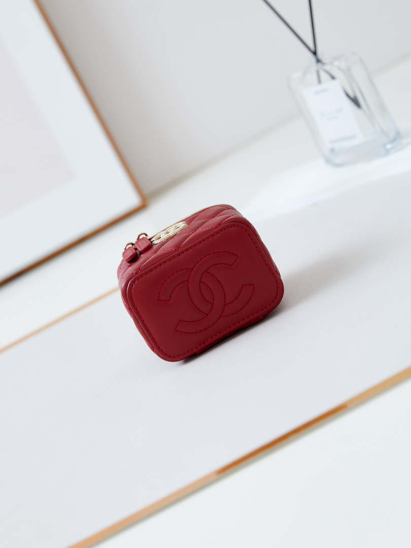 Chanel AP4302 Mini Clutch Embossed Rhinestone with Chain Vanity Box bag Red