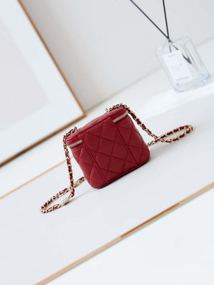Chanel AP4302 Mini Clutch Embossed Rhinestone with Chain Vanity Box bag Red - Default Title - View 9