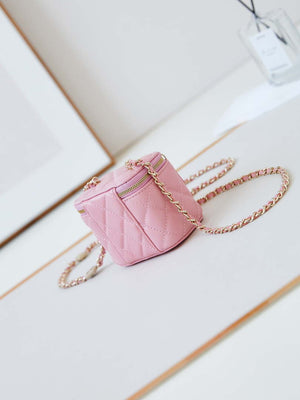 Chanel AP4302 Mini Clutch Embossed Rhinestone with Chain Vanity Box bag Pink - Default Title - View 4