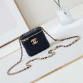 Chanel AP4302 Mini Clutch Embossed Rhinestone with Chain Vanity Box bag Navy Blue - Default Title - View 1