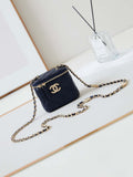 Chanel AP4302 Mini Clutch Embossed Rhinestone with Chain Vanity Box bag Navy Blue