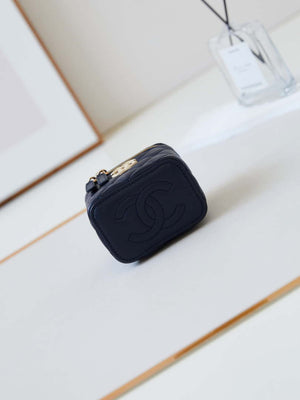Chanel AP4302 Mini Clutch Embossed Rhinestone with Chain Vanity Box bag Navy Blue - Default Title - View 4