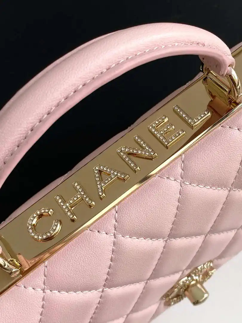 Chanel AP4323 Wallet On Chain Lambskin Diamant¨¦ Gold Pink