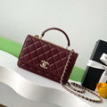 Chanel AP4323 Wallet On Chain Lambskin Diamant¨¦ Gold Wine Red