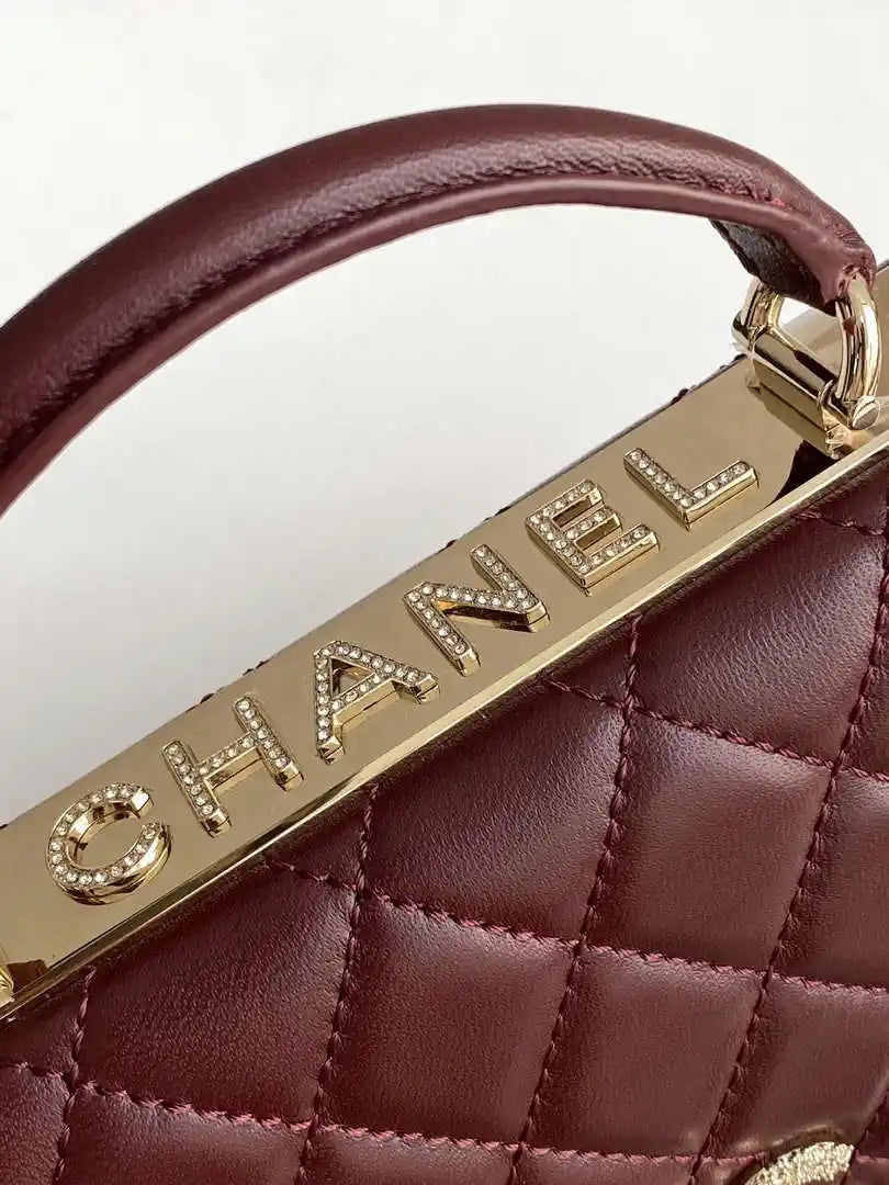 Chanel AP4323 Wallet On Chain Lambskin Diamant¨¦ Gold Wine Red