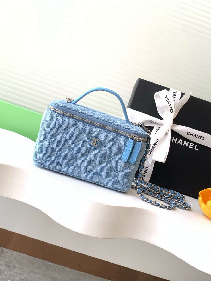 Chanel AP4404 25C Vanity with Chain Denim & Gold-Tone Metal Blue - Default Title - View 1
