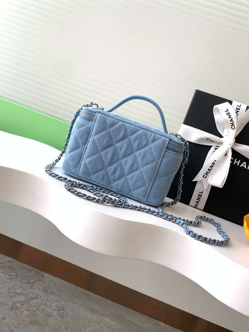 Chanel AP4404 25C Vanity with Chain Denim & Gold-Tone Metal Blue - Default Title - View 3