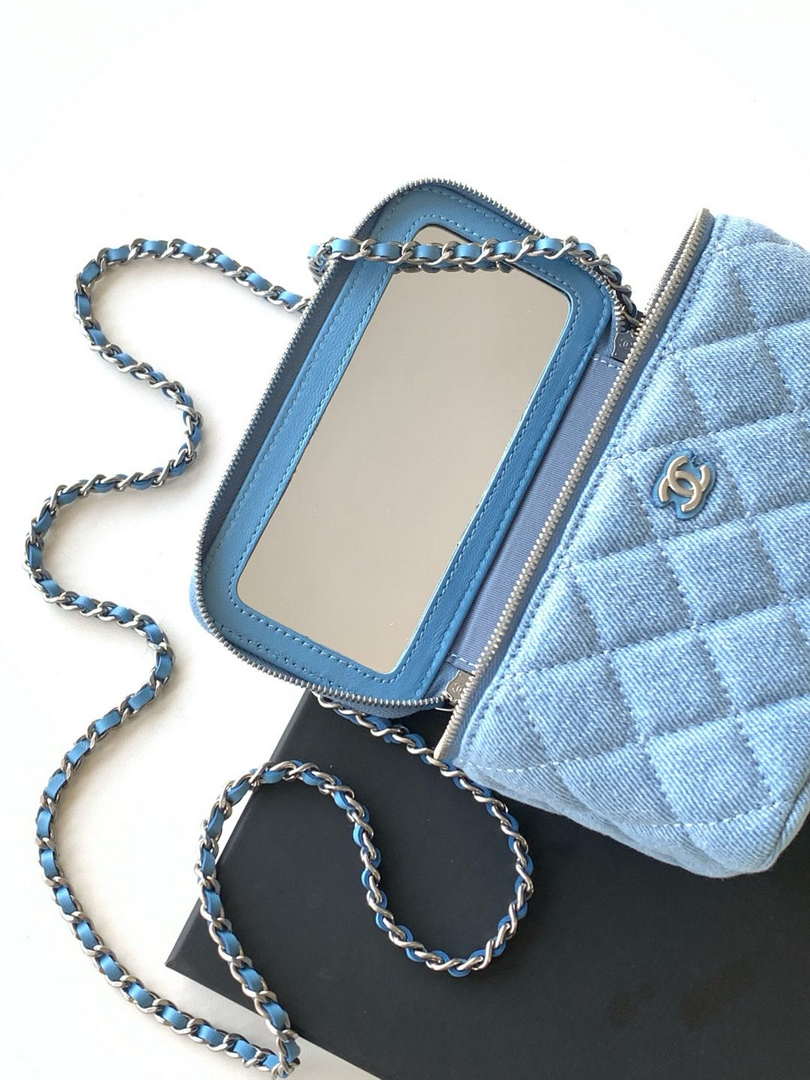 Chanel AP4404 25C Vanity with Chain Denim & Gold-Tone Metal Blue