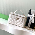 Chanel AP4404  25C Vanity with Chain Lambskin & Gold-Tone Metal White - Default Title - View 1
