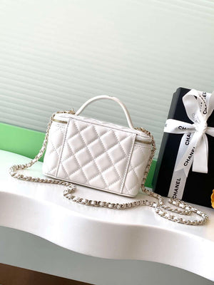 Chanel AP4404  25C Vanity with Chain Lambskin & Gold-Tone Metal White - Default Title - View 3
