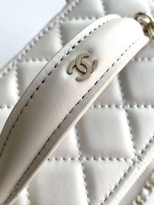 Chanel AP4404  25C Vanity with Chain Lambskin & Gold-Tone Metal White - Default Title - View 6
