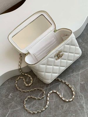 Chanel AP4404  25C Vanity with Chain Lambskin & Gold-Tone Metal White - Default Title - View 7