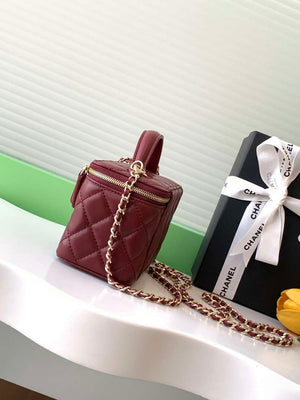 Chanel AP4404  25C Vanity with Chain Lambskin & Gold-Tone Metal Wine Red - Default Title - View 2