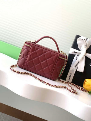 Chanel AP4404  25C Vanity with Chain Lambskin & Gold-Tone Metal Wine Red - Default Title - View 3