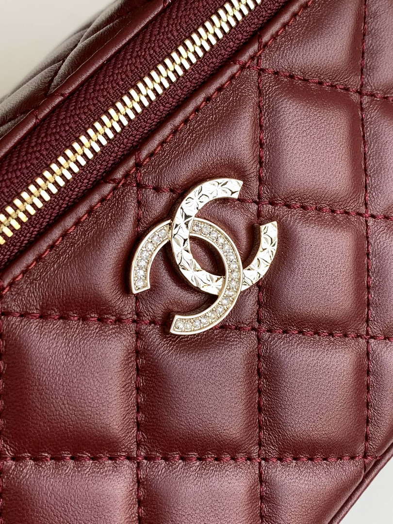 Chanel AP4404  25C Vanity with Chain Lambskin & Gold-Tone Metal Wine Red