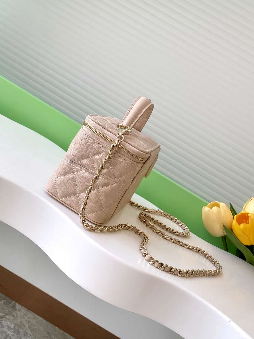 Chanel AP4404 Long Vanity with Chain Grained Calfskin & Gold-Tone Metal Apricot
