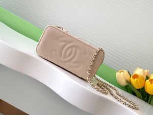 Chanel AP4404 Long Vanity with Chain Grained Calfskin & Gold-Tone Metal Apricot - Default Title - View 4