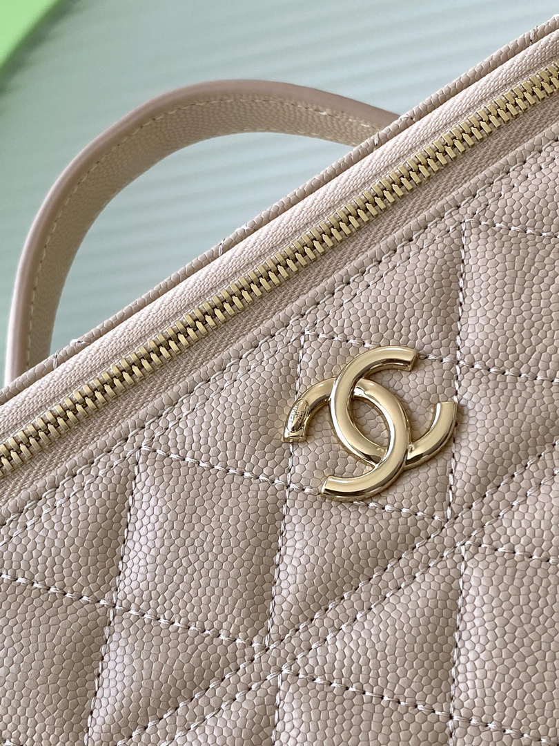 Chanel AP4404 Long Vanity with Chain Grained Calfskin & Gold-Tone Metal Apricot - Default Title - View 5