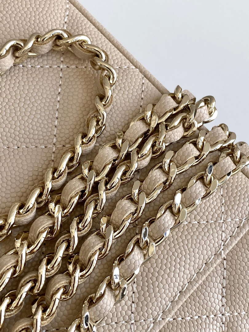 Chanel AP4404 Long Vanity with Chain Grained Calfskin & Gold-Tone Metal Apricot