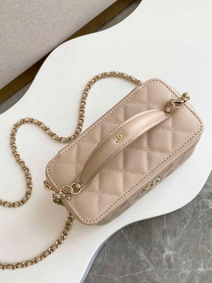 Chanel AP4404 Long Vanity with Chain Grained Calfskin & Gold-Tone Metal Apricot - Default Title - View 7