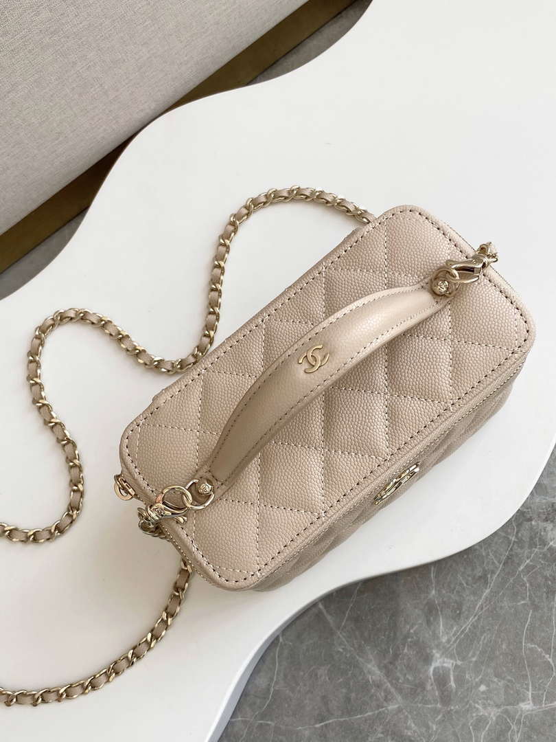 Chanel AP4404 Long Vanity with Chain Grained Calfskin & Gold-Tone Metal Apricot - Default Title - View 7