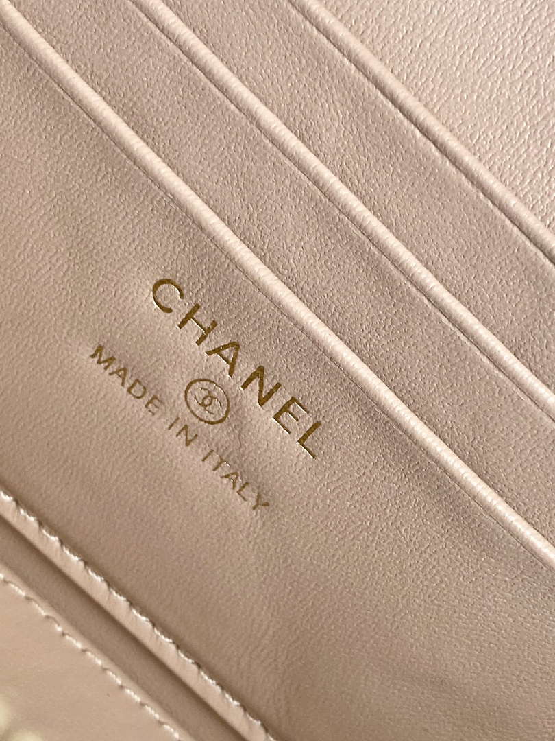 Chanel AP4404 Long Vanity with Chain Grained Calfskin & Gold-Tone Metal Apricot