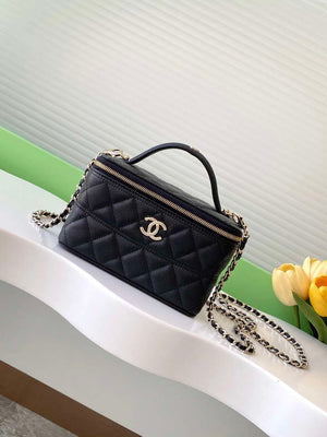 Chanel AP4404 Long Vanity with Chain Grained Calfskin & Gold-Tone Metal - Default Title - View 1
