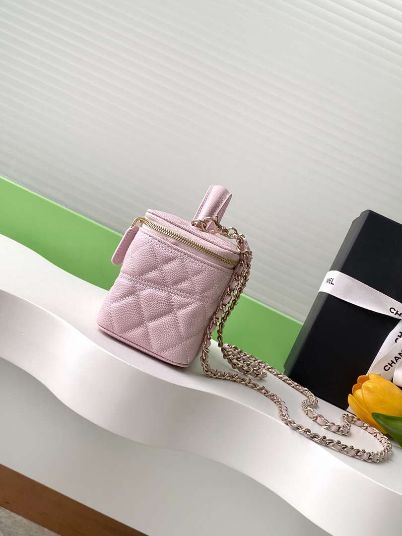 Chanel AP4404 Long Vanity with Chain Grained Calfskin & Gold-Tone Metal Light Pink