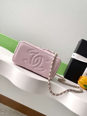 Chanel AP4404 Long Vanity with Chain Grained Calfskin & Gold-Tone Metal Light Pink - Default Title - View 4