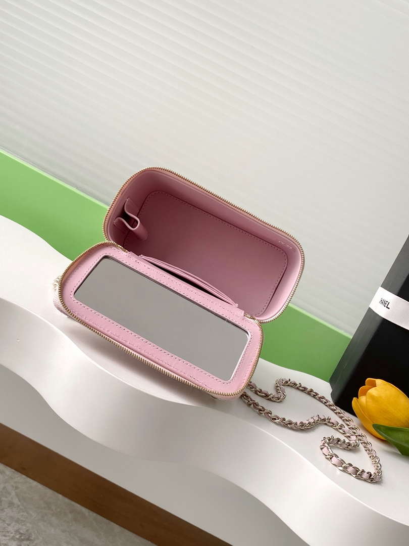 Chanel AP4404 Long Vanity with Chain Grained Calfskin & Gold-Tone Metal Light Pink