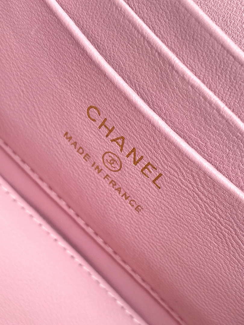 Chanel AP4404 Long Vanity with Chain Grained Calfskin & Gold-Tone Metal Light Pink - Default Title - View 9