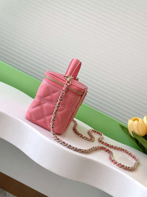 Chanel AP4404 Long Vanity with Chain Grained Calfskin & Gold-Tone Metal Rose Pink - Default Title - View 2