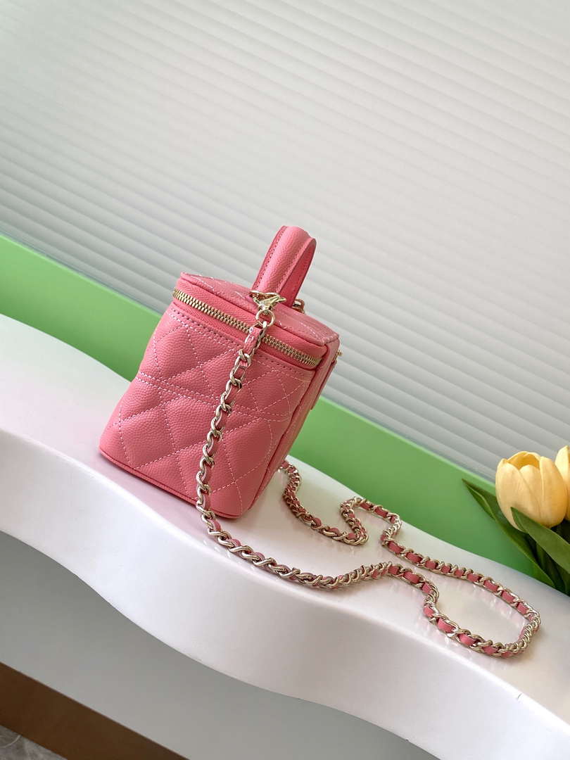 Chanel AP4404 Long Vanity with Chain Grained Calfskin & Gold-Tone Metal Rose Pink - Default Title - View 2