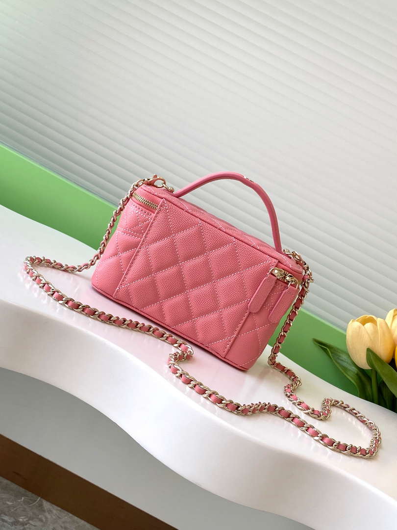 Chanel AP4404 Long Vanity with Chain Grained Calfskin & Gold-Tone Metal Rose Pink