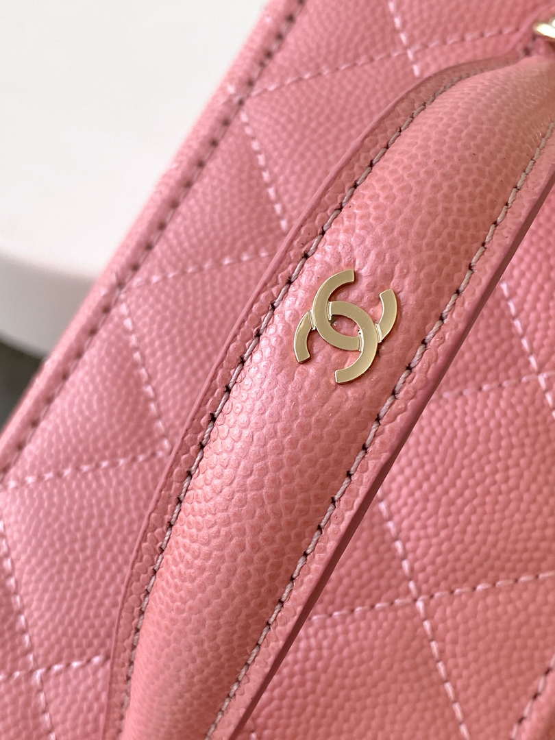 Chanel AP4404 Long Vanity with Chain Grained Calfskin & Gold-Tone Metal Rose Pink - Default Title - View 6