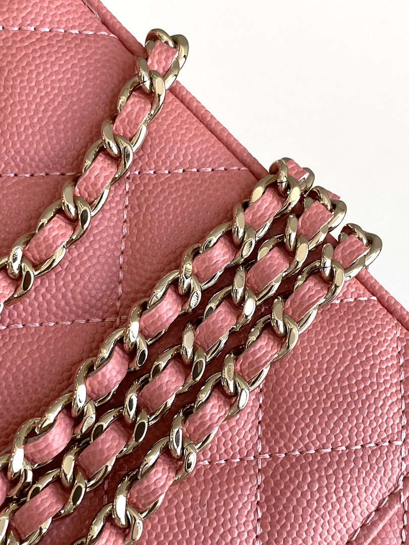 Chanel AP4404 Long Vanity with Chain Grained Calfskin & Gold-Tone Metal Rose Pink