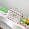 Chanel AP4404 Long Vanity with Chain Grained Calfskin & Gold-Tone Metal White - Default Title - View 1