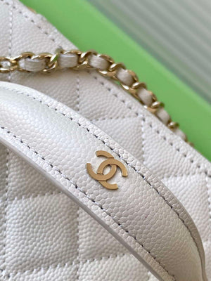 Chanel AP4404 Long Vanity with Chain Grained Calfskin & Gold-Tone Metal White - Default Title - View 7