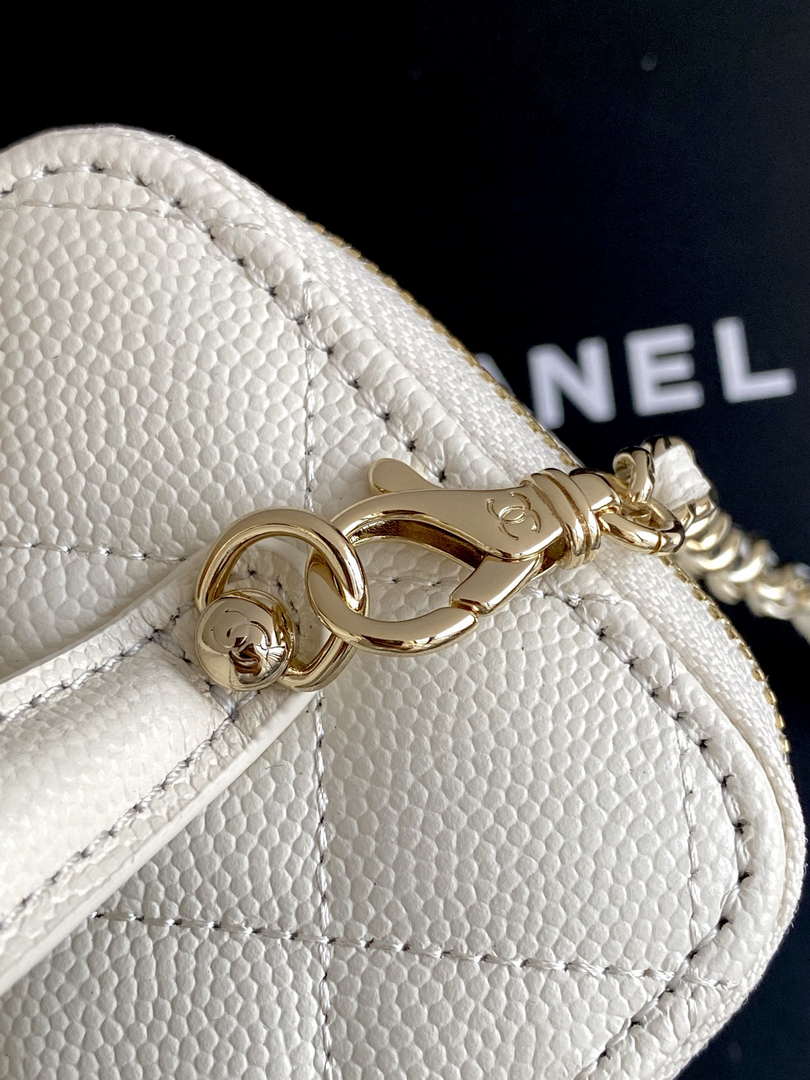 Chanel AP4404 Long Vanity with Chain Grained Calfskin & Gold-Tone Metal White