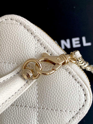 Chanel AP4404 Long Vanity with Chain Grained Calfskin & Gold-Tone Metal White - Default Title - View 8
