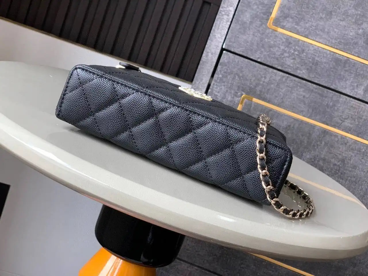 Chanel AP4407 Vanity with Chain Grained Calfskin Black