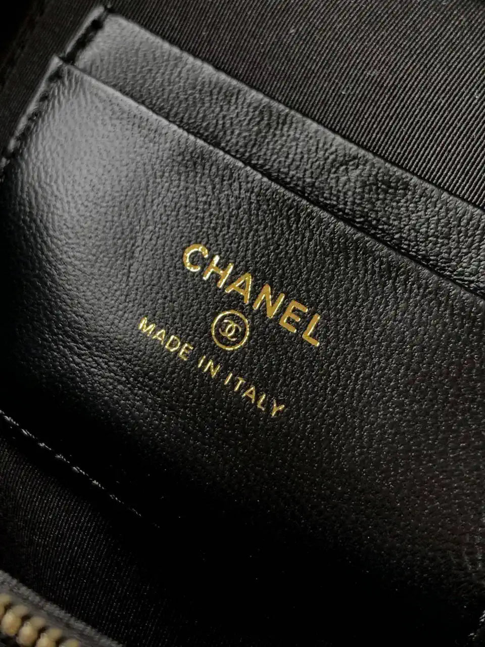 Chanel AP4407 Vanity with Chain Grained Calfskin Black