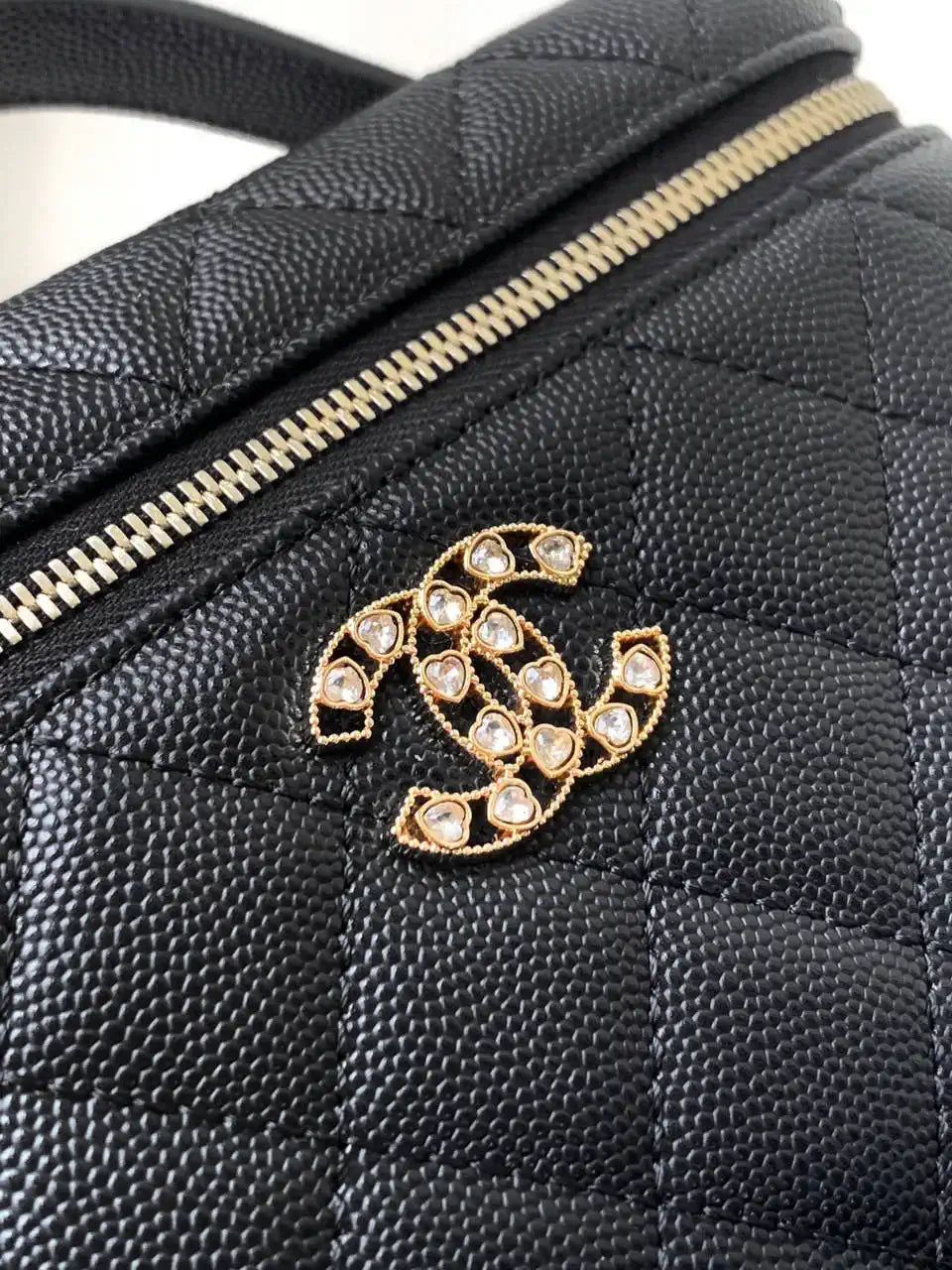 Chanel AP4407 Vanity with Chain Grained Calfskin Black