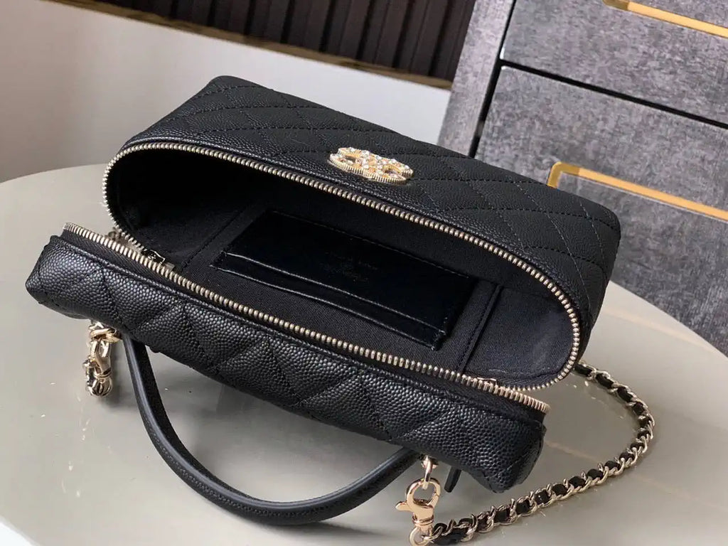 Chanel AP4407 Vanity with Chain Grained Calfskin Black